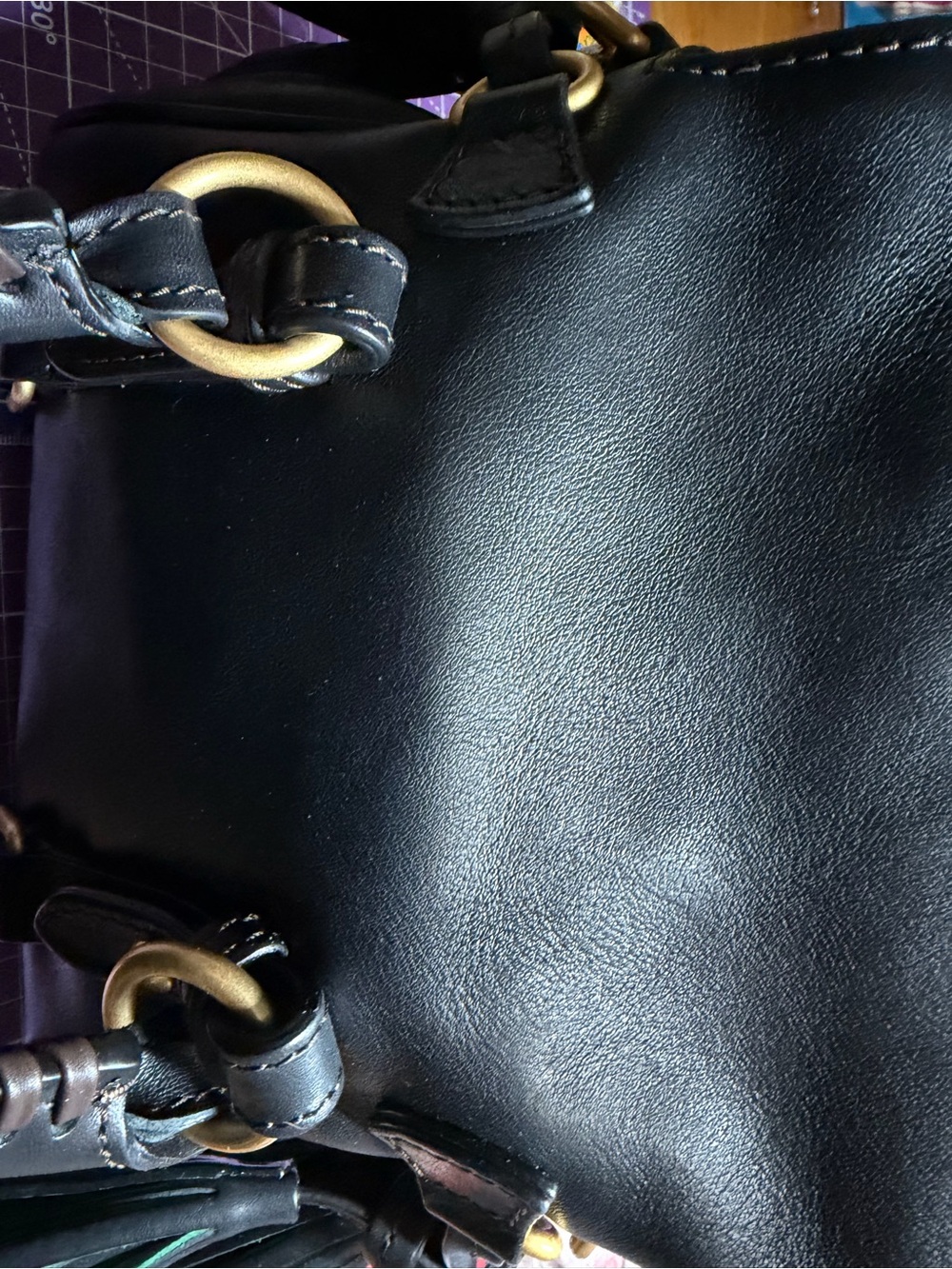 Dooney & Bourke Nano Black Satchel with Gold Hardware - Picture 6 of 9